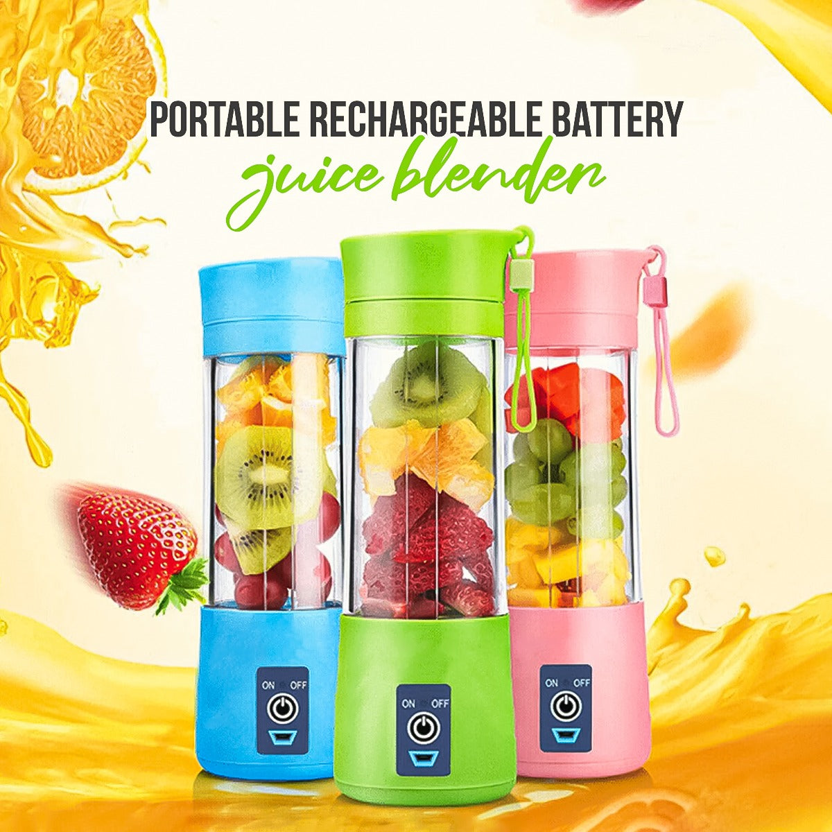 PORTABLE AND RECHARGEABLE BATTERY JUICER BLENDER